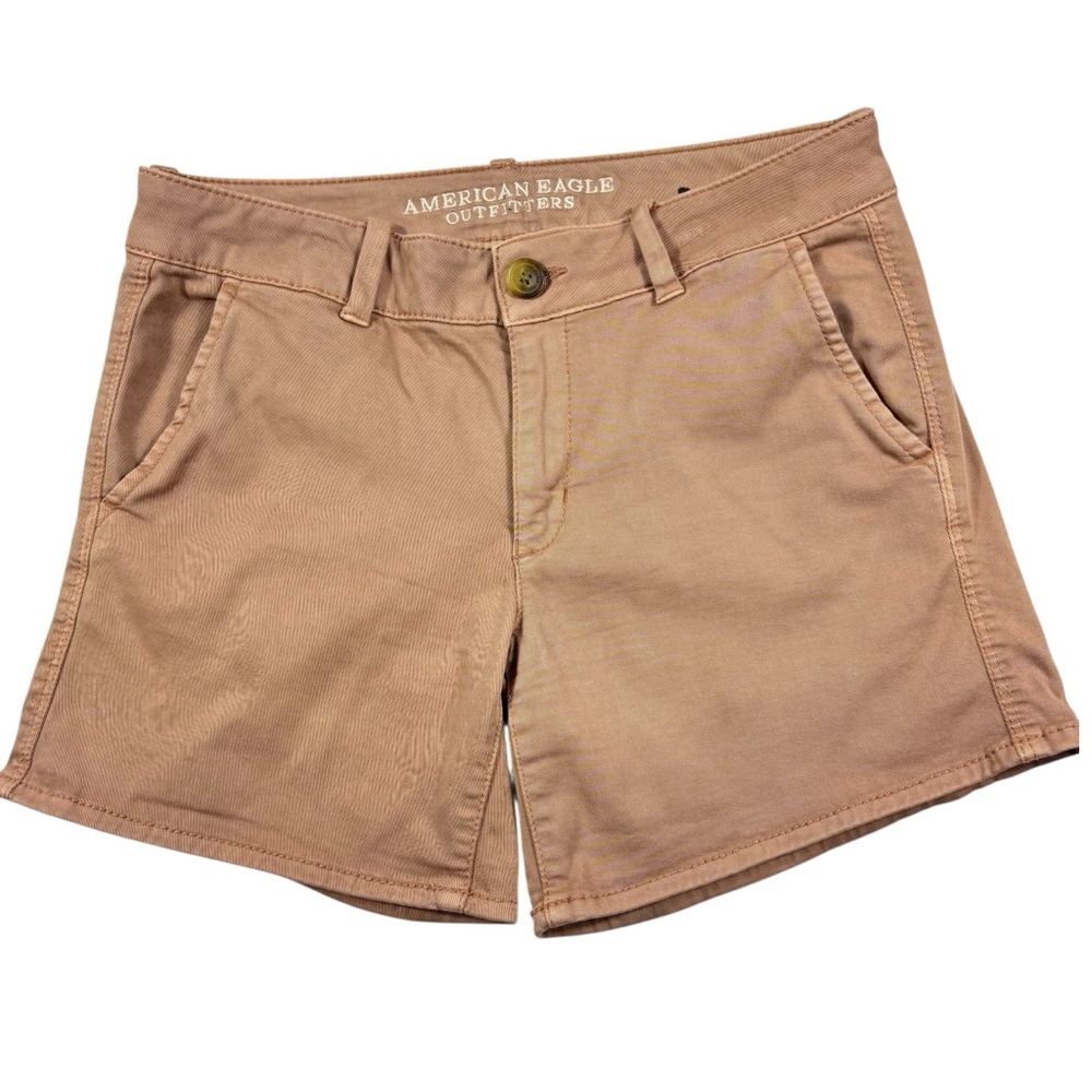 American Eagle Retro Women 8 Shorts Pinkish Tan  Super Stretch Midi Twill Summer